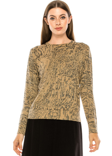 Gold lurex sweater with an abstract wavy pattern