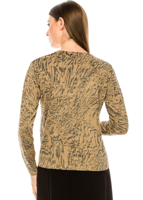 Gold lurex sweater with an abstract wavy pattern