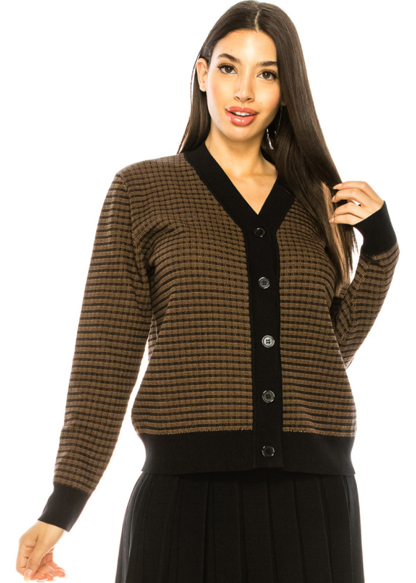 Classy plaid cardigan in black