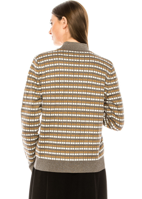 Classy plaid print cardigan in grey