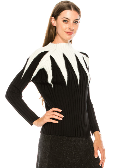 Geometric petals sweater in black and white
