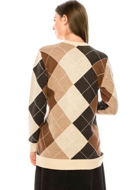 V-neck geometric print cardigan