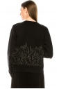 Crew neck black sweater with shiny print