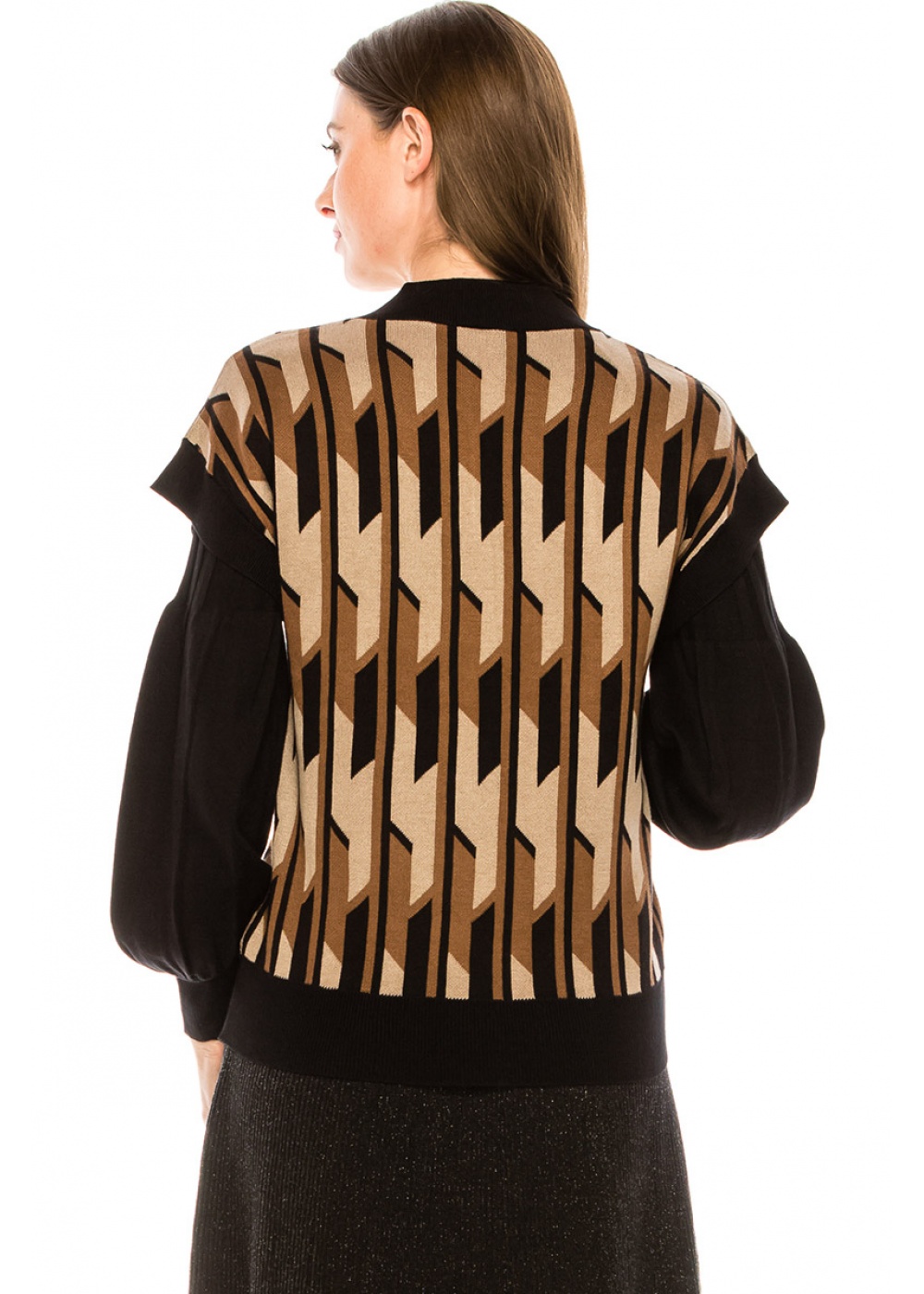 V-neck knitted vest in brown