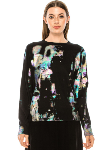 Multi-colored abstract print sweater
