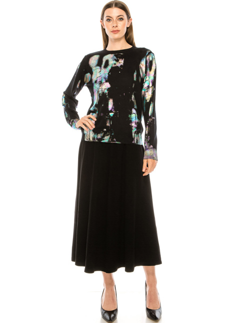 Multi-colored abstract print sweater