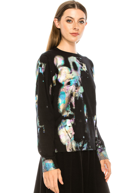 Multi-colored abstract print sweater