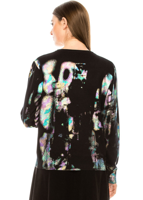 Multi-colored abstract print sweater