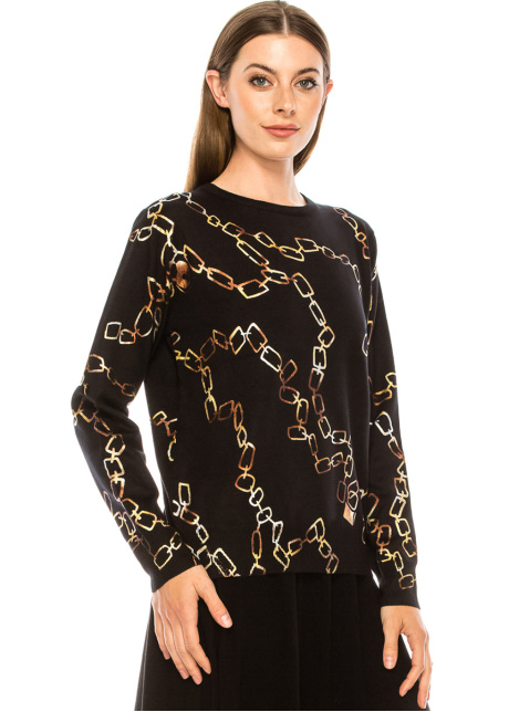 Chain print crew neck sweater