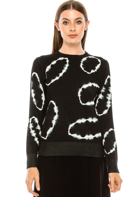 Creative pattern sweater in black and white