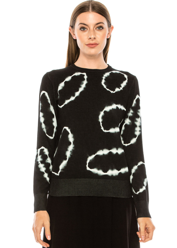 Creative pattern sweater in black and white