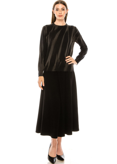 Loose stain print sweater in black