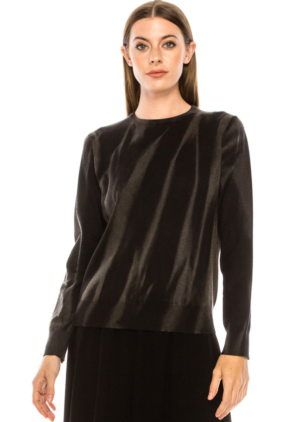 Loose stain print sweater in black