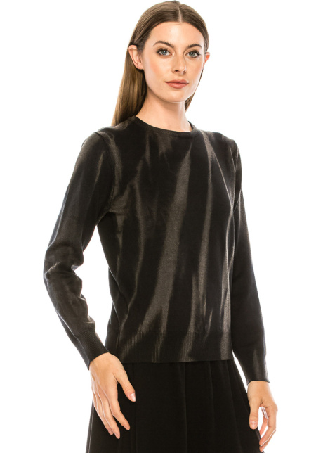 Loose stain print sweater in black
