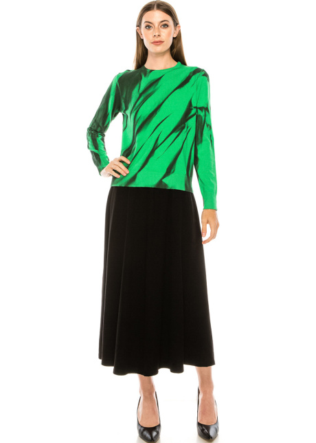 The vibrant green sweater with black splashes
