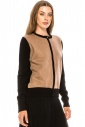 Two-colored zip-through cardigan in taupe