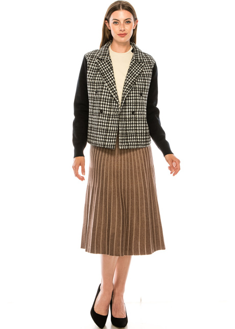 Double-breasted two-colored cardigan