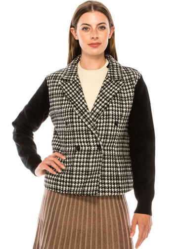 Double-breasted two-colored cardigan