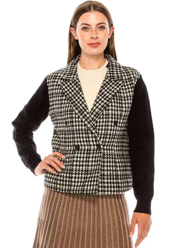 Double-breasted two-colored cardigan