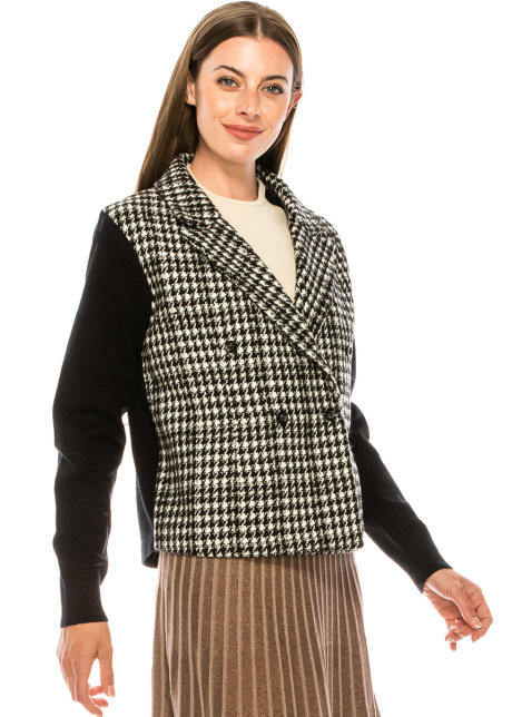 Double-breasted two-colored cardigan