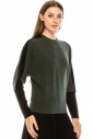 Color block long sleeve T-shirt with high cuffs (Olive)