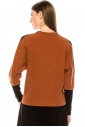 Color block long sleeve T-shirt with high cuffs (Rust)