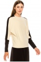 Color block long sleeve T-shirt with high cuffs (White)