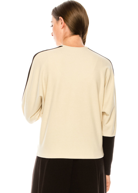 Color block long sleeve T-shirt with high cuffs (White)