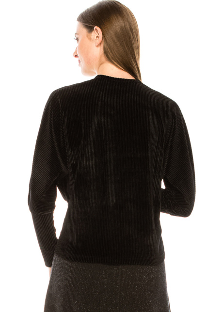 Ribbed velvet top in black