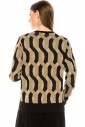 Wavy rhombuses pattern sweater in gold & silver