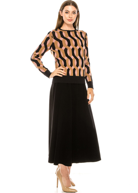 Wavy rhombuses pattern sweater in pink