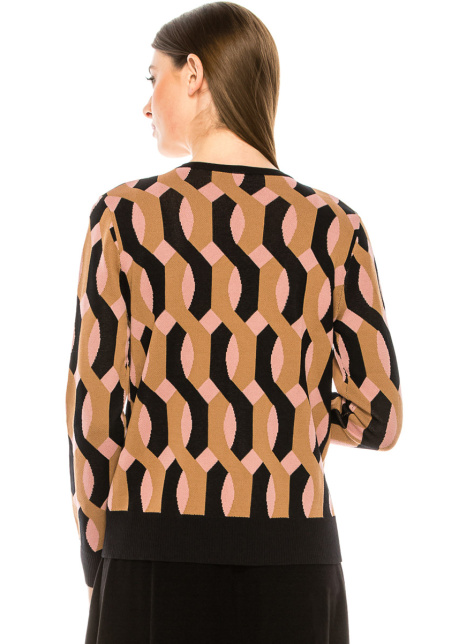 Wavy rhombuses pattern sweater in pink