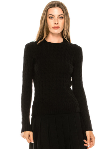 Cable knit classy sweater in black