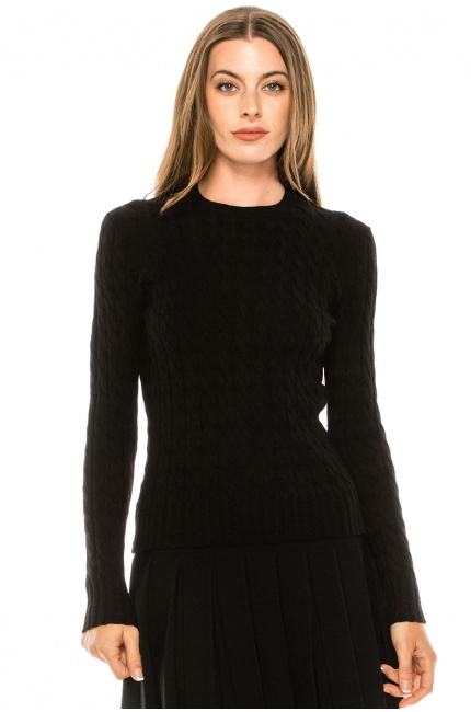Cable knit classy sweater in black