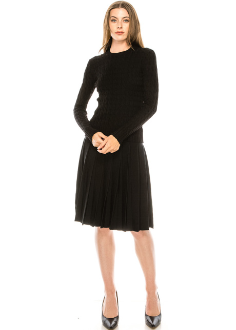 Cable knit classy sweater in black