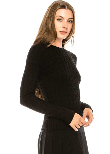 Cable knit classy sweater in black