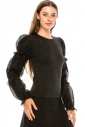 Black lurex sweater with two-layered poet sleeves