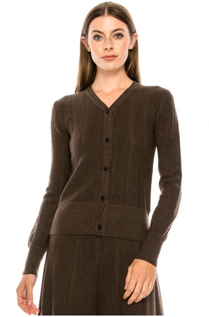 Buttoned cardigan in brown