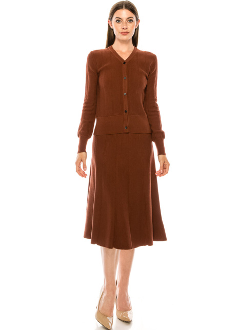 Knit pleated skirt in rust