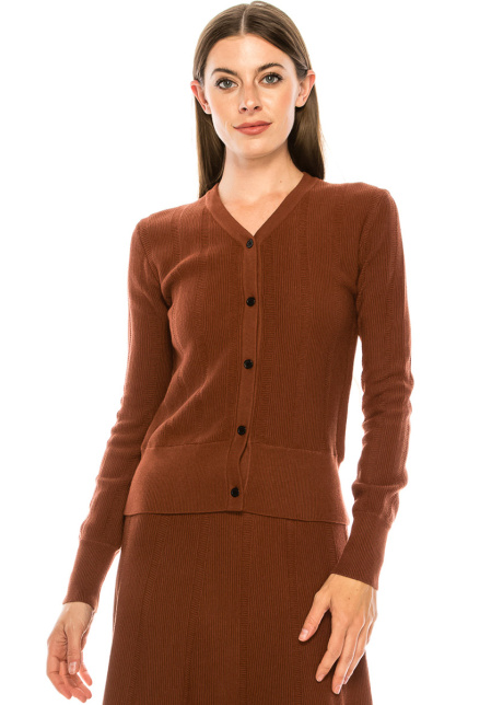 Buttoned cardigan in rust