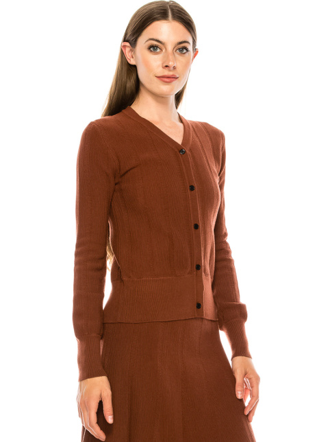 Buttoned cardigan in rust