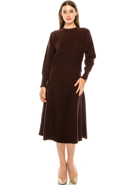 A-line midi skirt in brown