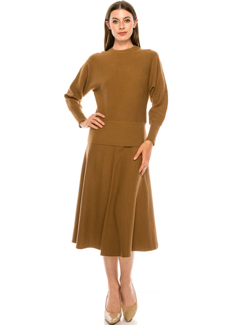 A-line midi skirt in camel