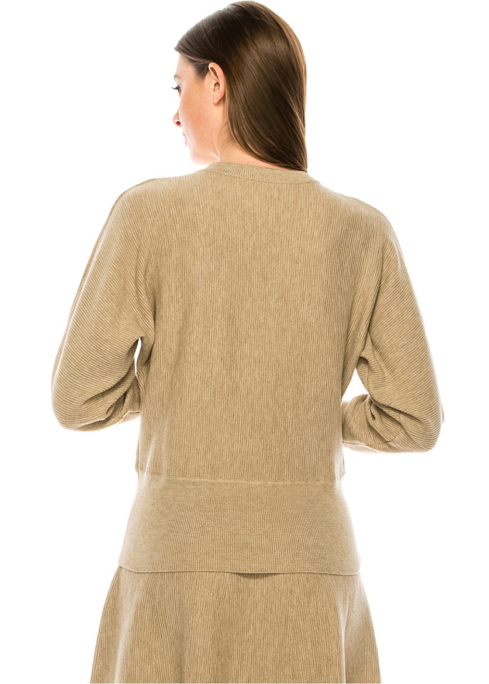 Slim sweater with voluminous sleeves in oatmeal