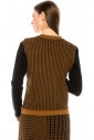 Buttoned sweater in black and rust
