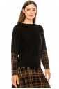 Black sweater with plaid printed accents
