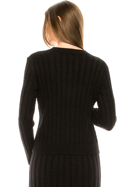 Cable knit cardigan in black