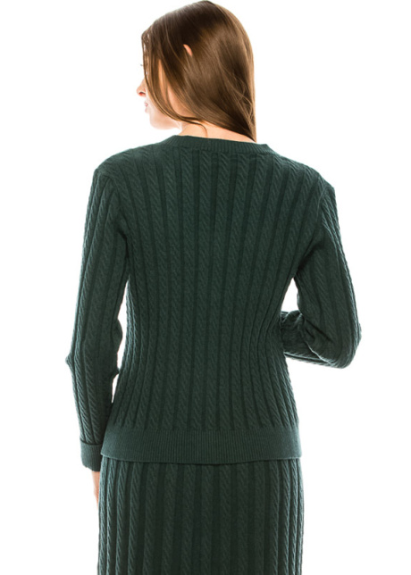 Сable knit cardigan in green