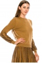 Camel sweater with embroidery on sleeves