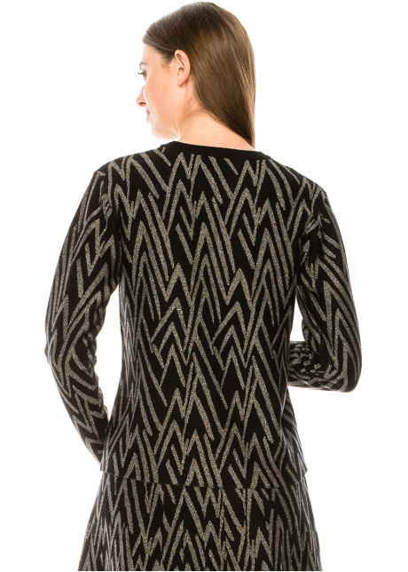 Geometric pattern sweater in silver and black
